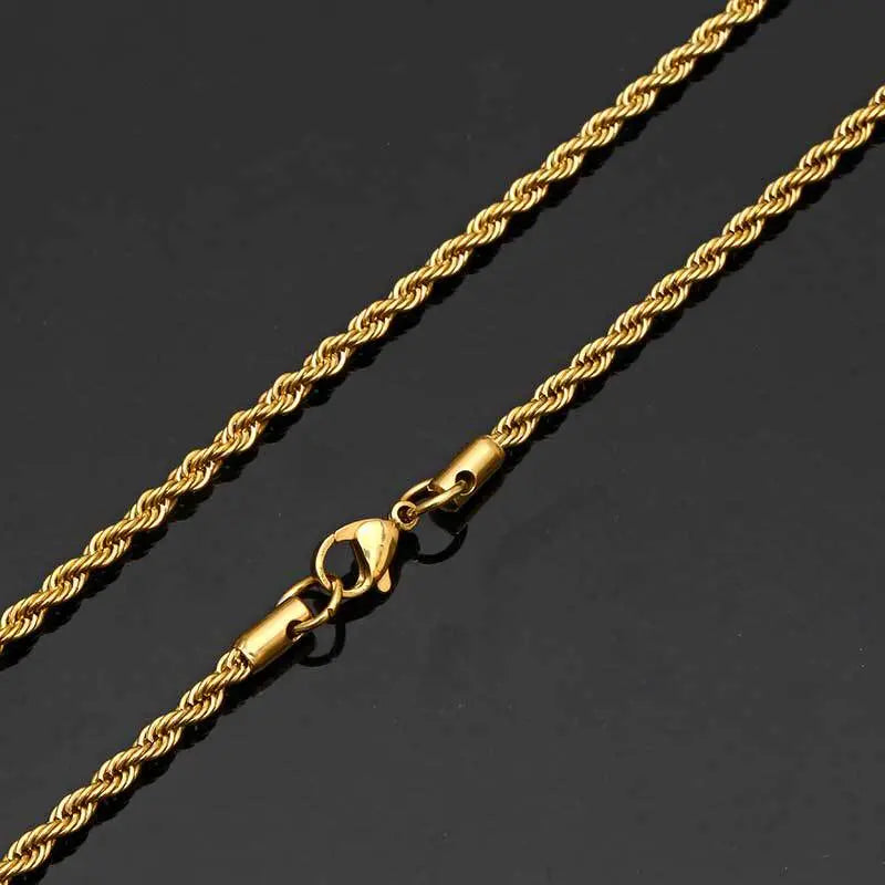 Twisted Stainless Steel Rope Chain-Gold
