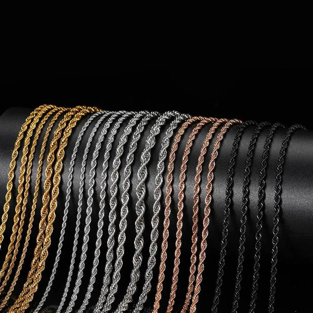 Twisted Stainless Steel Rope Chain-Gold