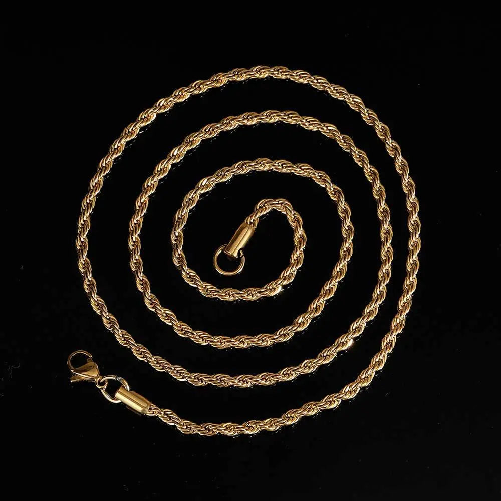 Twisted Stainless Steel Rope Chain-Gold