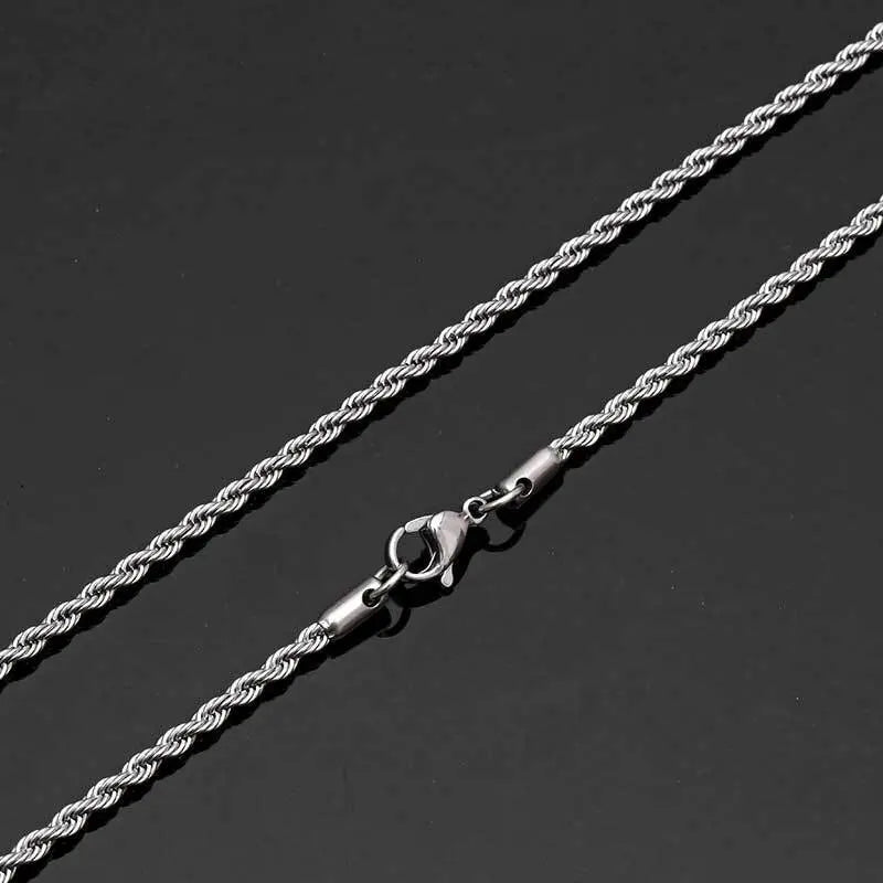 Twisted Stainless Steel Rope Chain-Silver