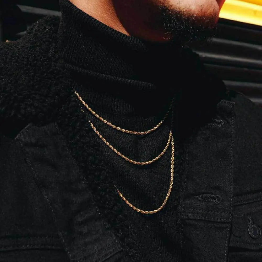 Twisted Stainless Steel Rope Chain-Silver