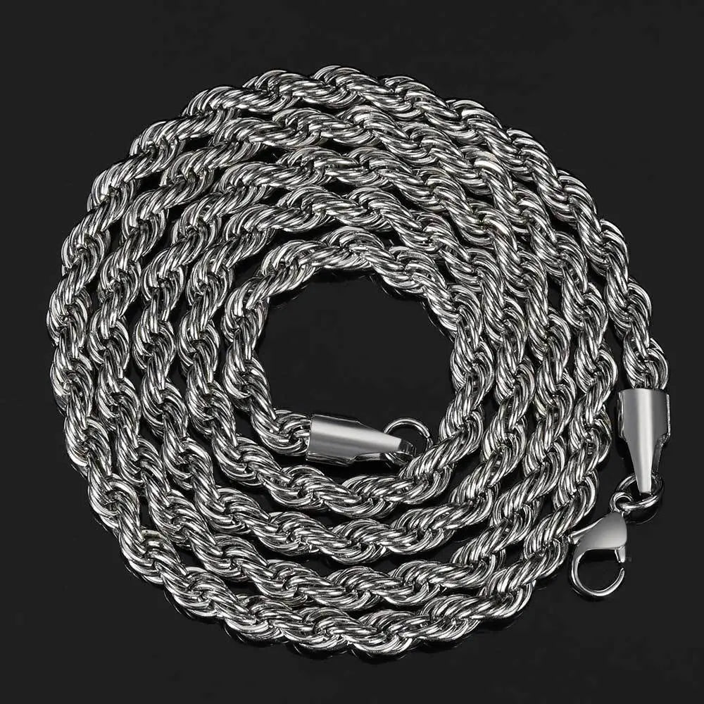 Twisted Stainless Steel Rope Chain-Silver