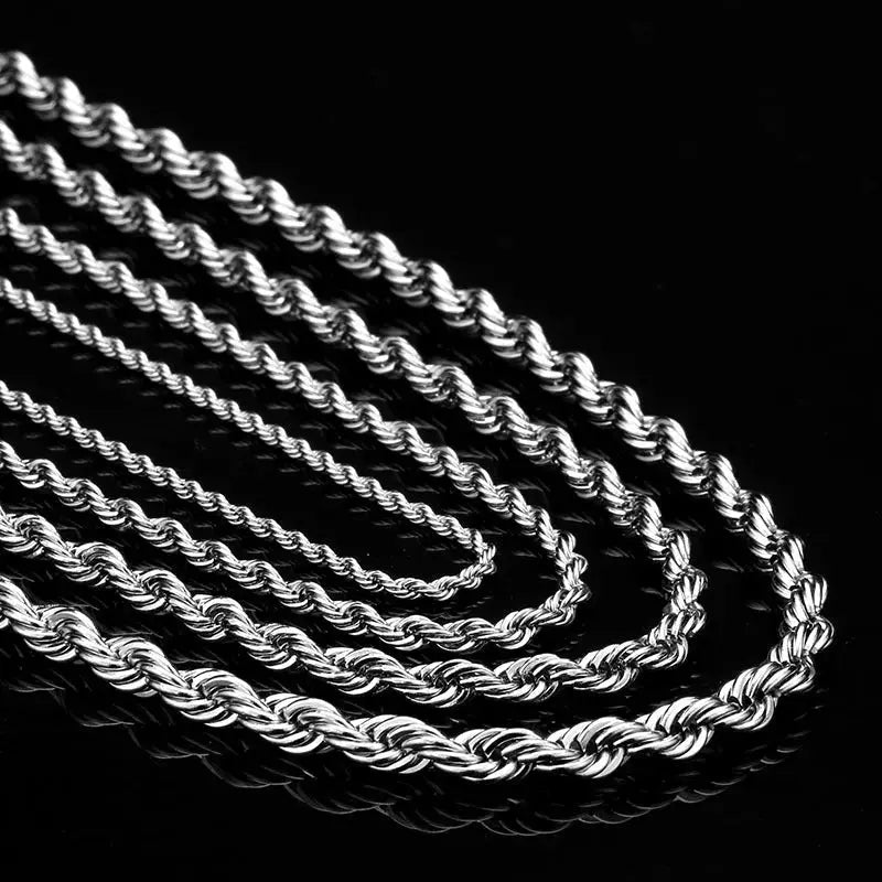 Twisted Stainless Steel Rope Chain-Silver
