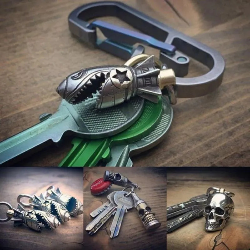 Bottle Shark Skull Keychain