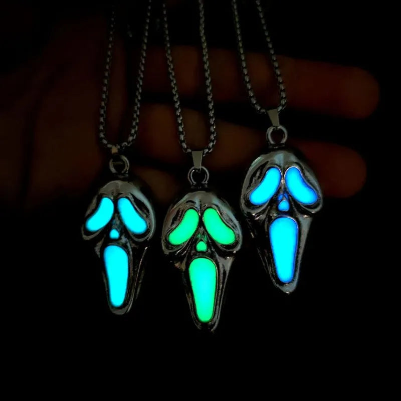 Halloween Skull Glowing Mask Necklace