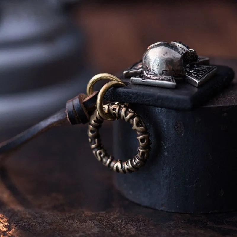 Handmade Vintage Biker Skull Keychain