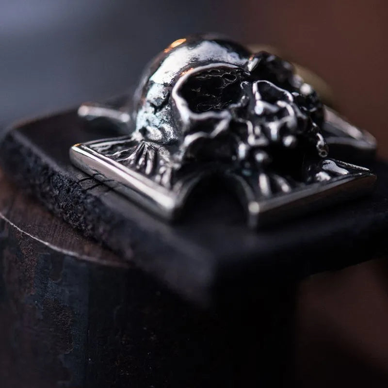 Handmade Vintage Biker Skull Keychain