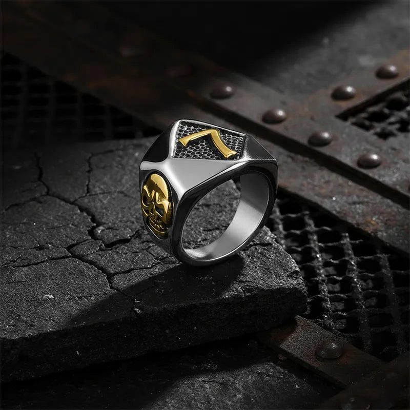 Lucky number 7 Skull Stainless Steel Ring