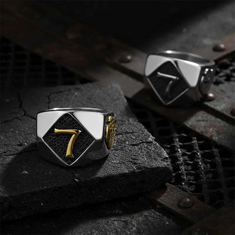 Lucky number 7 Skull Stainless Steel Ring