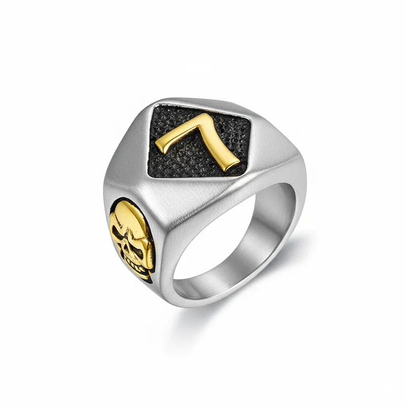 Lucky number 7 Skull Stainless Steel Ring