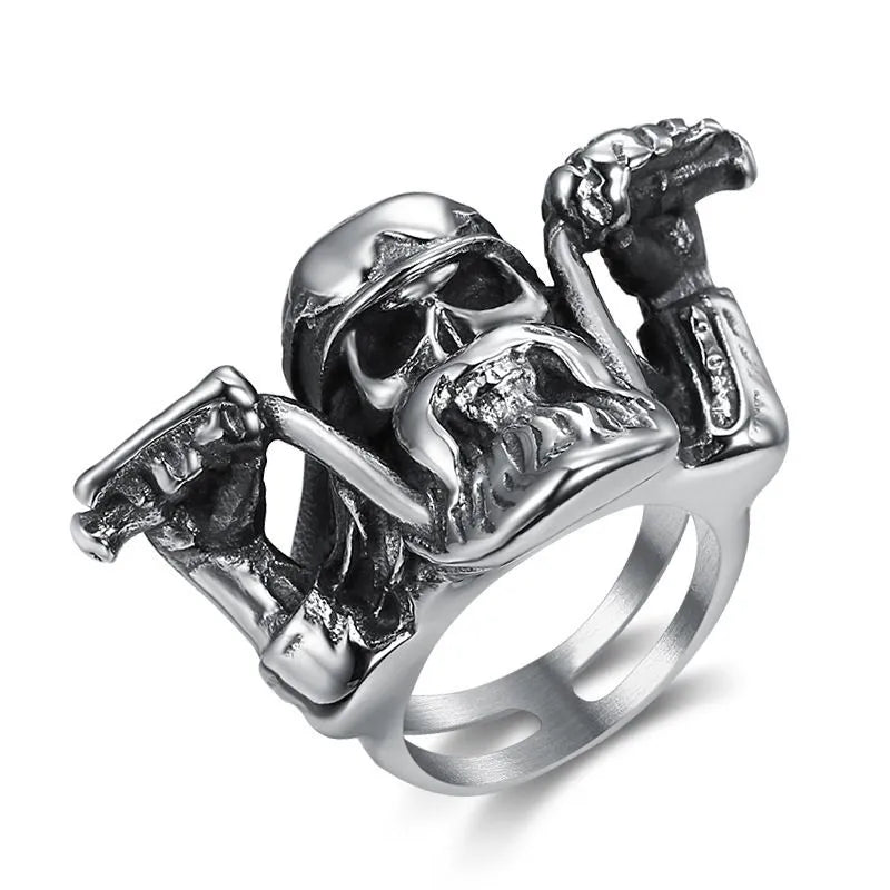 Motorcycle Style Skull  Stainless Steel Ring