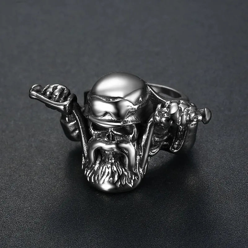 Motorcycle Style Skull  Stainless Steel Ring
