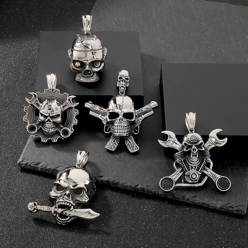 PUNK Mechanical Skull Stainless Steel Pendant