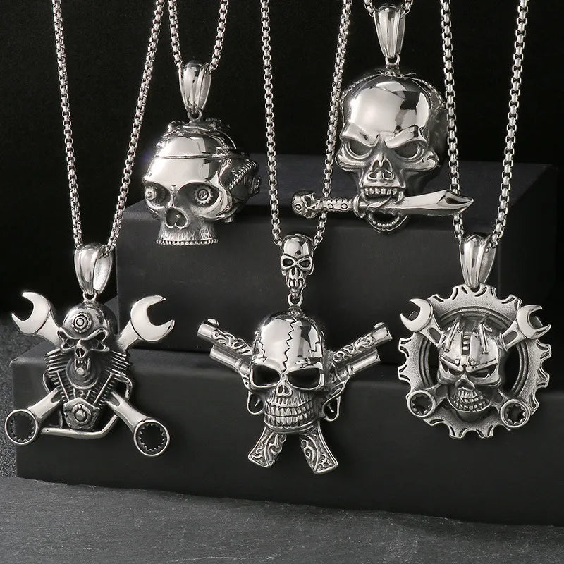 PUNK Mechanical Skull Stainless Steel Pendant