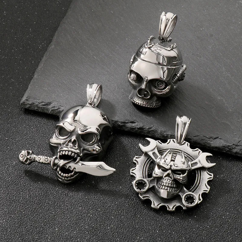 PUNK Mechanical Skull Stainless Steel Pendant