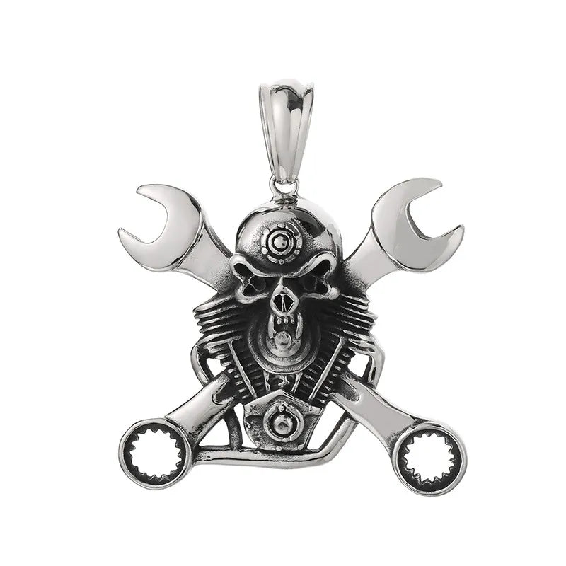 PUNK Mechanical Skull Stainless Steel Pendant