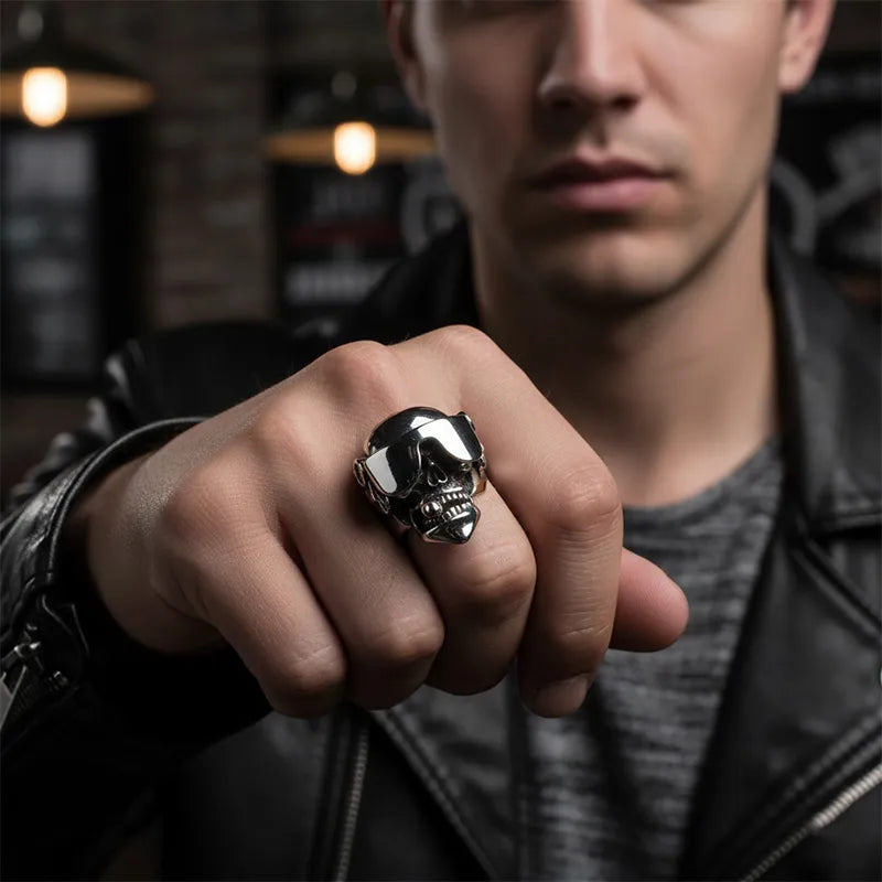 Punk Cigar Skull Ring