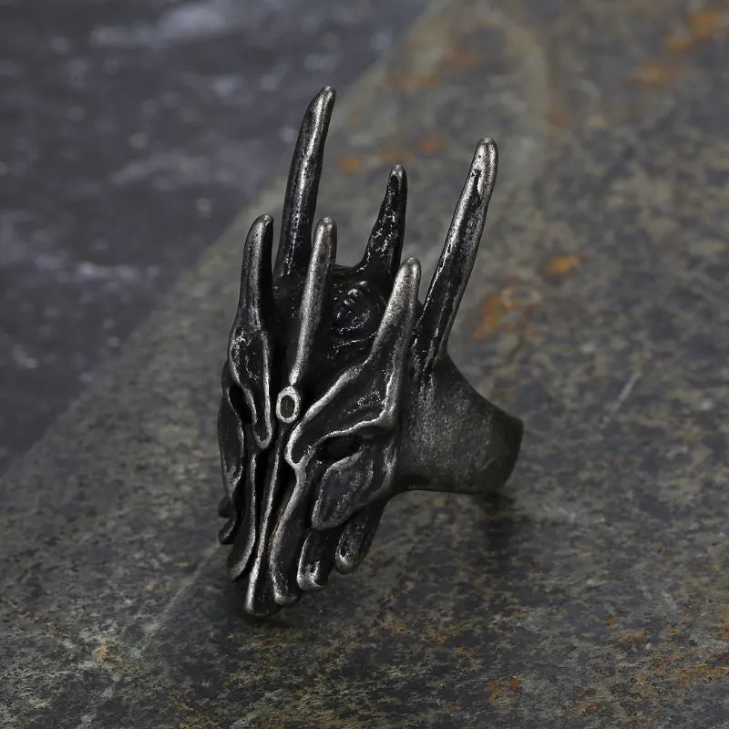 Vintage Brass Knuckles Skull Stainless Steel Ring