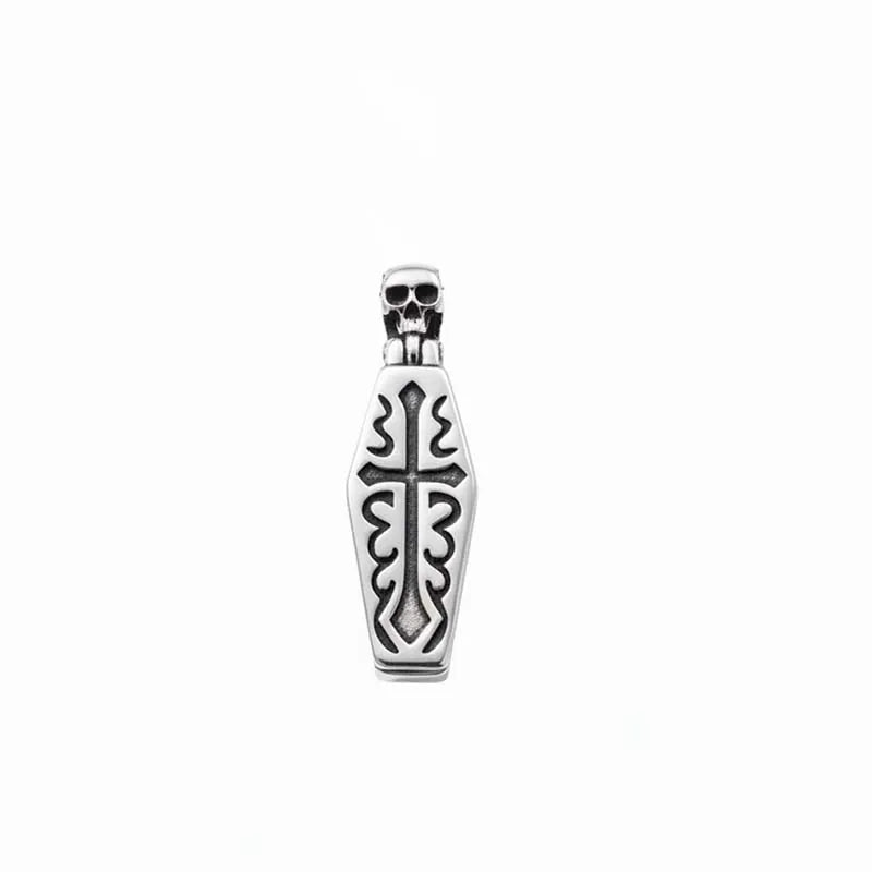 Vintage Coffin Skull Cross Pendant