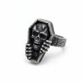 Vintage Coffin Skull Stainless Steel Ring