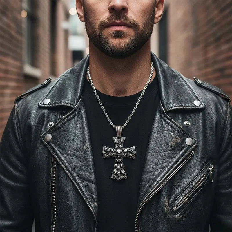 Vintage Cross Skull Pendant