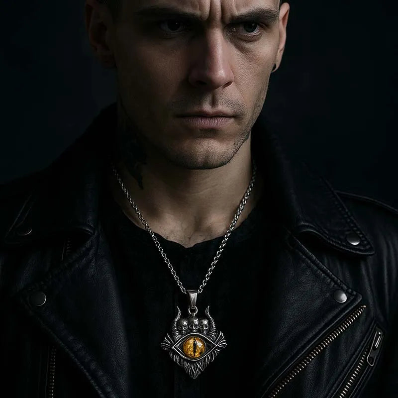 Vintage Devil Eye Skull Pendant