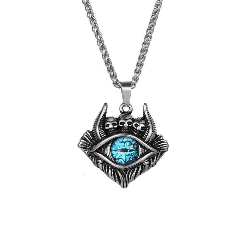 Vintage Devil Eye Skull  Stainless Steel Pendant