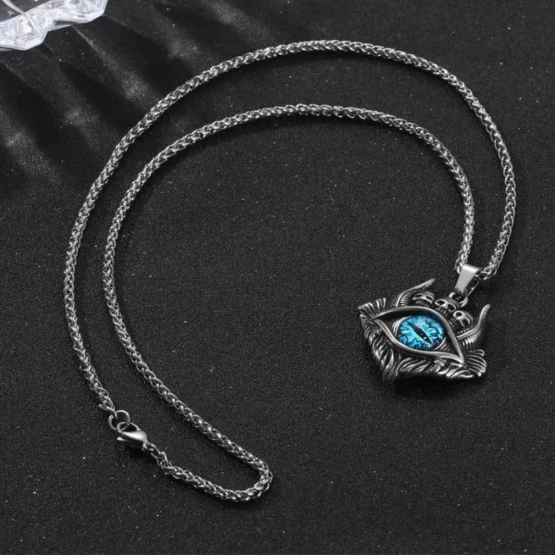 Vintage Devil Eye Skull  Stainless Steel Pendant