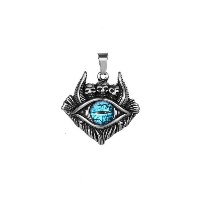 Vintage Devil Eye Skull  Stainless Steel Pendant