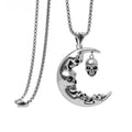 Vintage  Gothic Moon Skull Stainless Steel Pendant