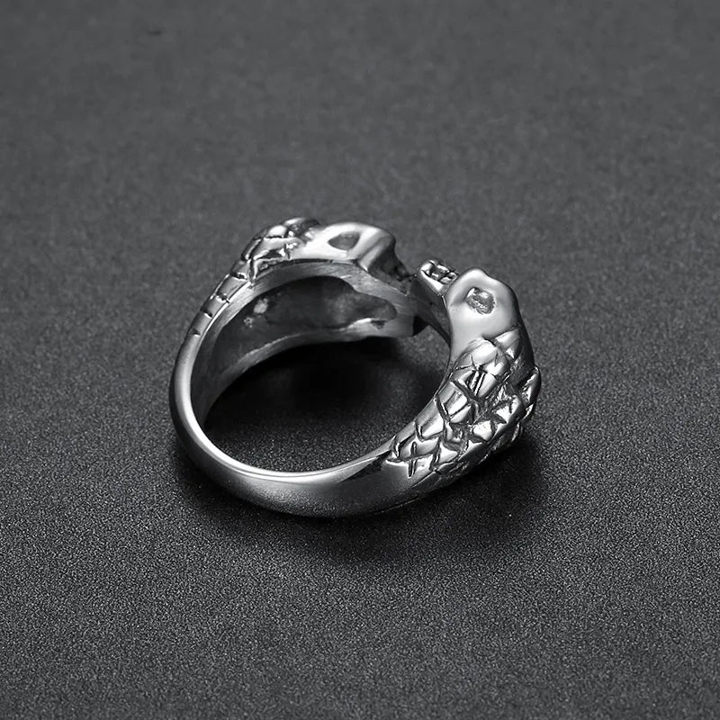 Vintage Gothic Stainless Steel Unisex Double Skull Ring