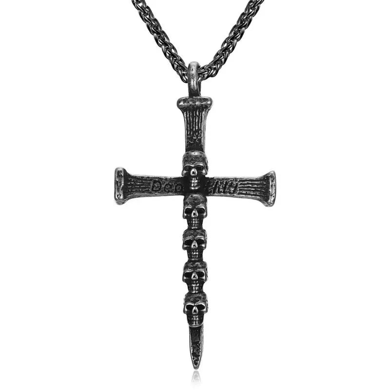 Vintage Punk Skull Cross Stainless Steel Pendant