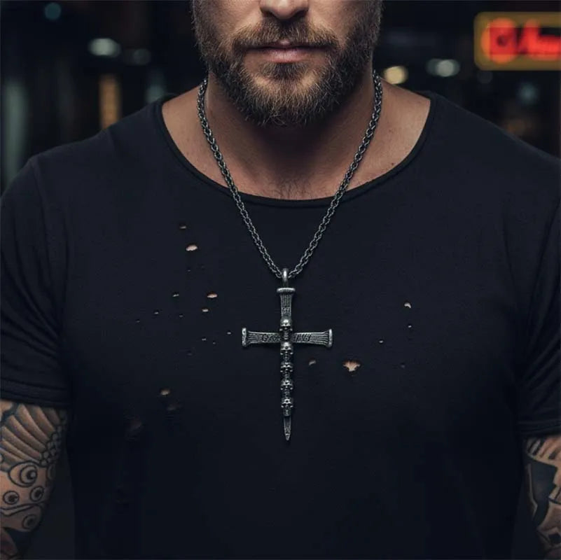 Vintage Punk Skull Cross Stainless Steel Pendant