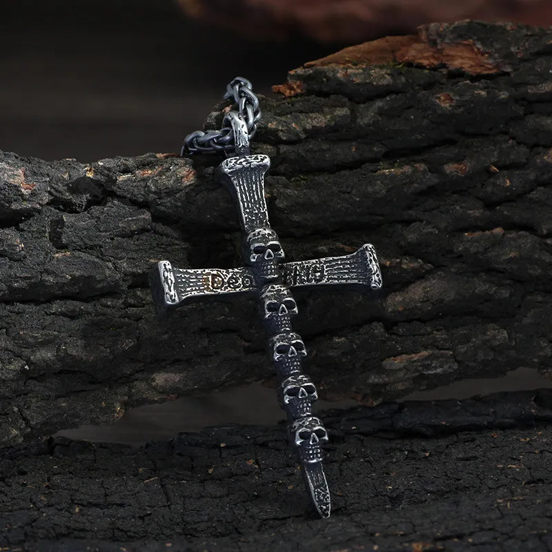 Vintage Punk Skull Cross Stainless Steel Pendant