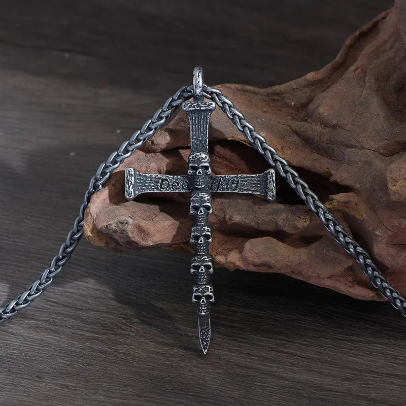 Vintage Punk Skull Cross Stainless Steel Pendant