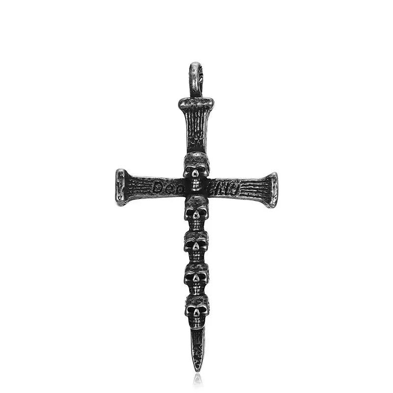 Vintage Punk Skull Cross Stainless Steel Pendant