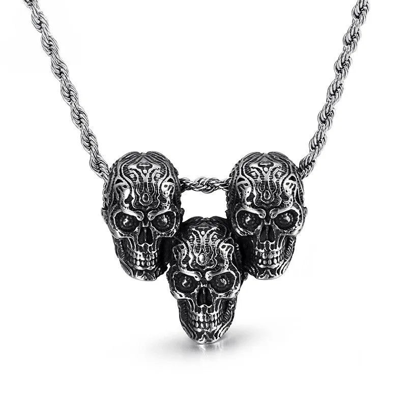Vintage Punk Skull Stainless Steel Pendant