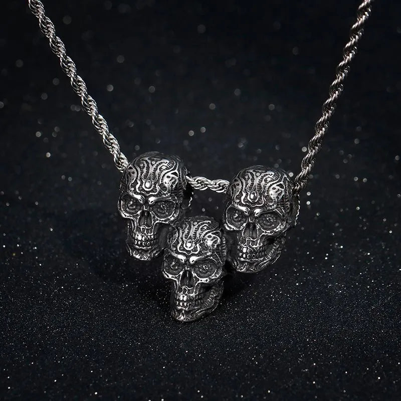 Vintage Punk Skull Stainless Steel Pendant