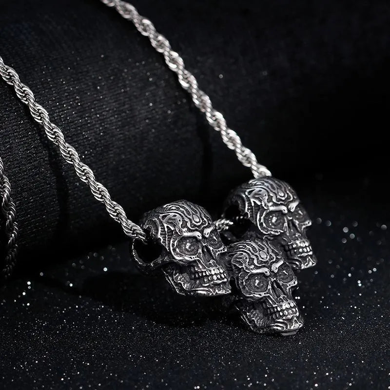 Vintage Punk Skull Stainless Steel Pendant