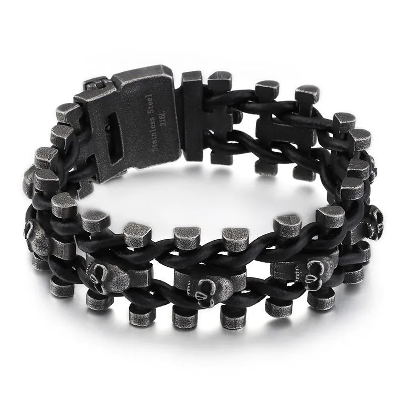 Vintage Skull Hairband Stainless Steel Bracelet