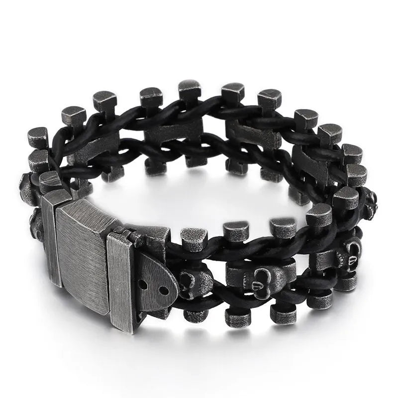 Vintage Skull Hairband Stainless Steel Bracelet
