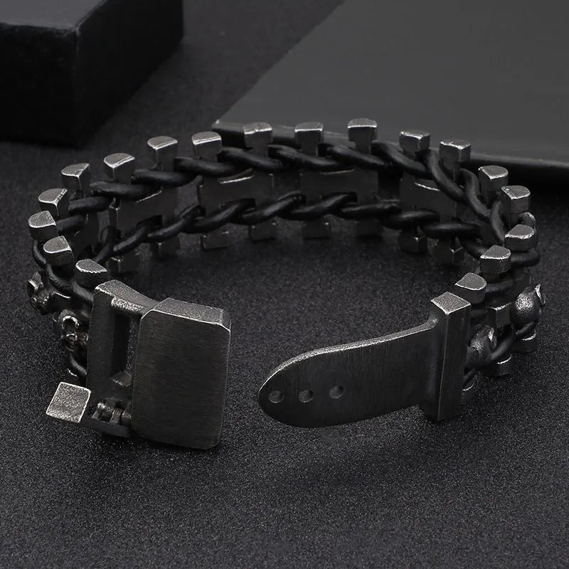 Vintage Skull Hairband Stainless Steel Bracelet