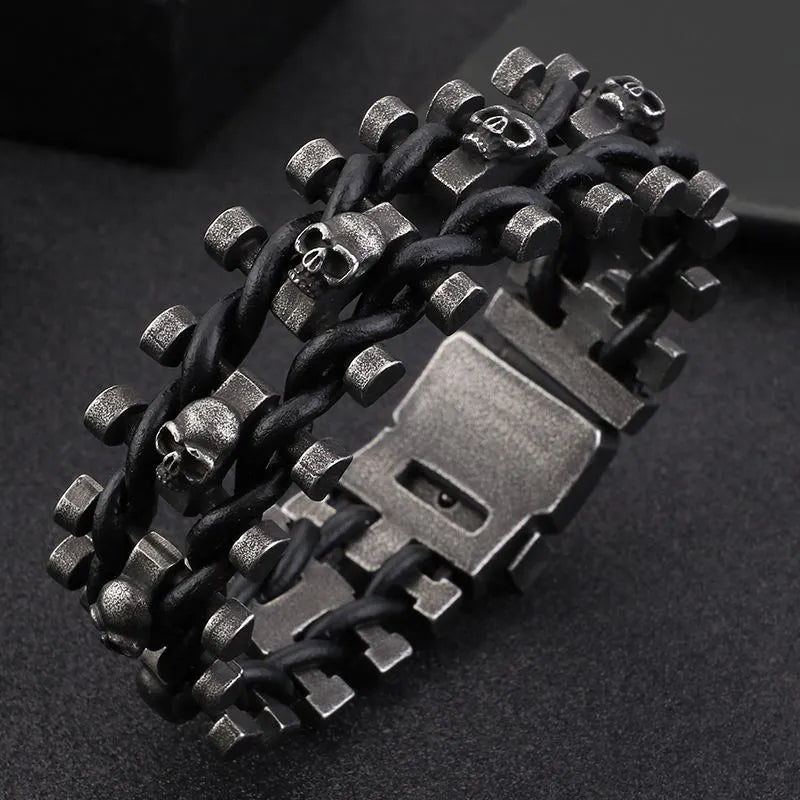 Vintage Skull Hairband Stainless Steel Bracelet