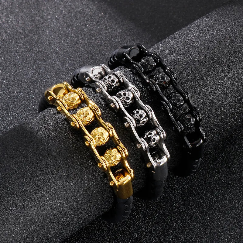 Vintage Skull Rotated Stainless Steel Bracelet