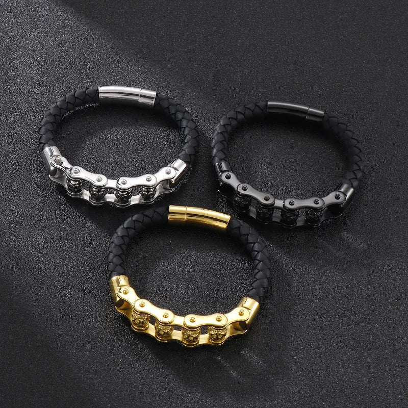 Vintage Skull Rotated Stainless Steel Bracelet