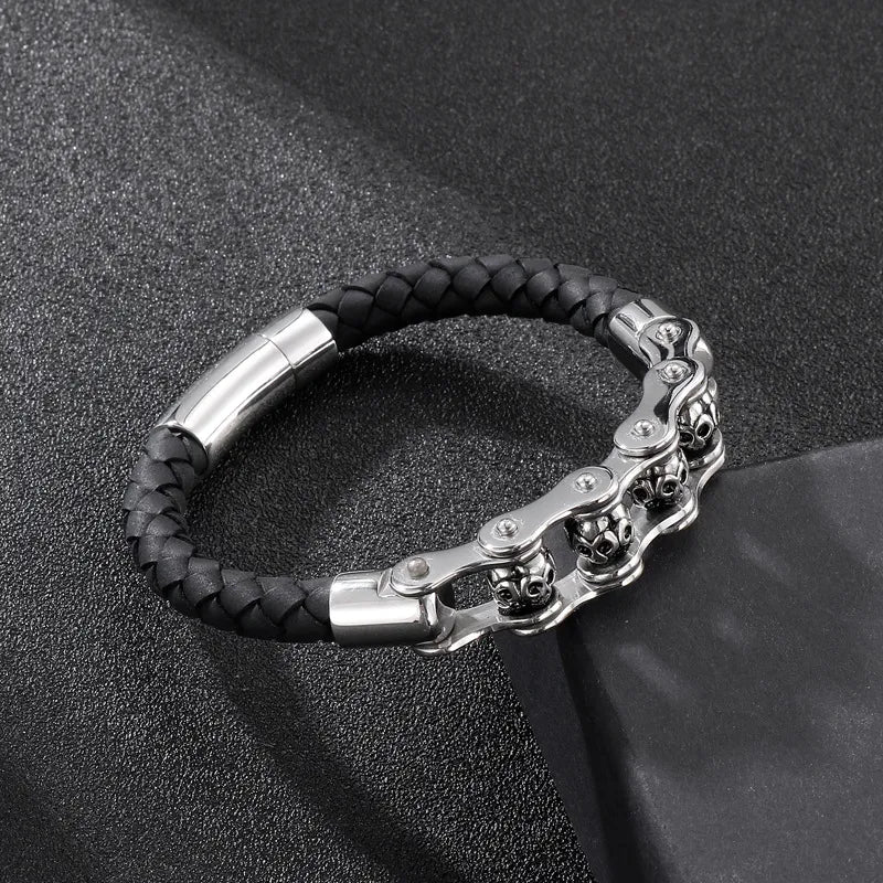 Vintage Skull Rotated Stainless Steel Bracelet