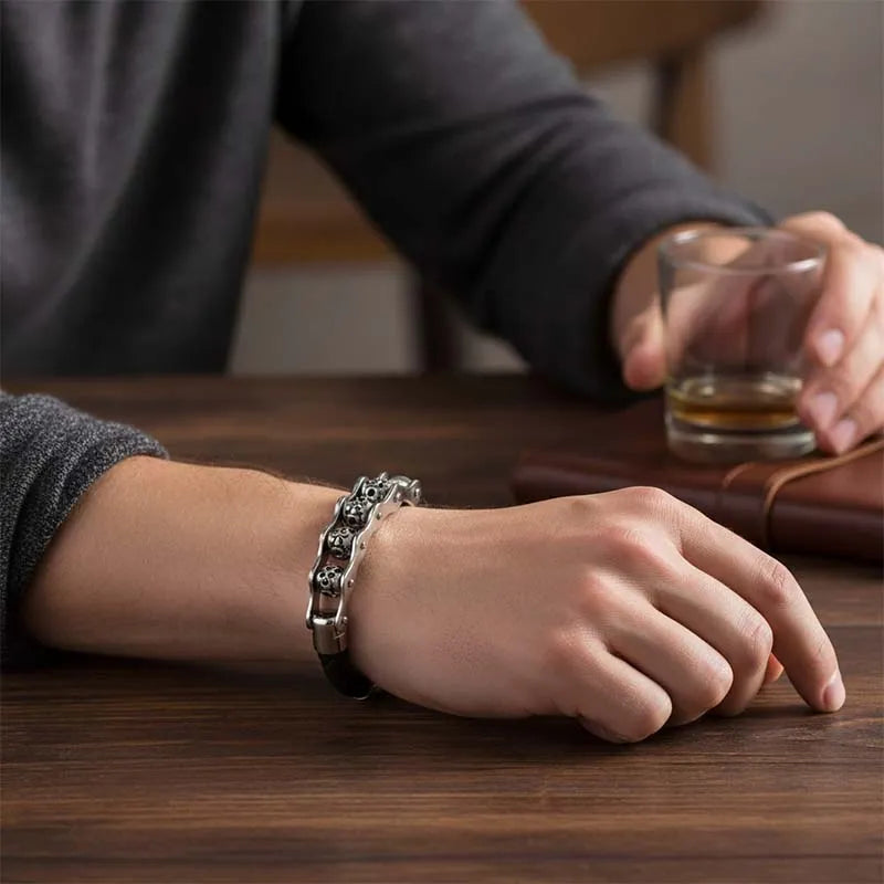 Vintage Skull Rotated Stainless Steel Bracelet