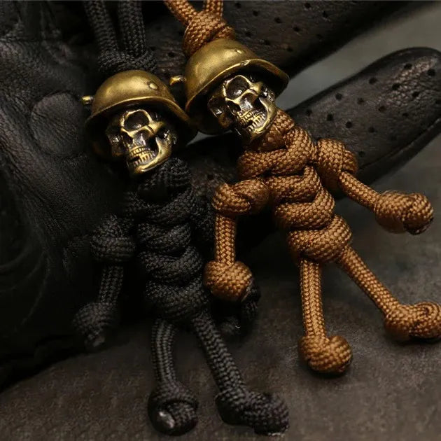 Vintage Skull Solider Braided Rope Keychain