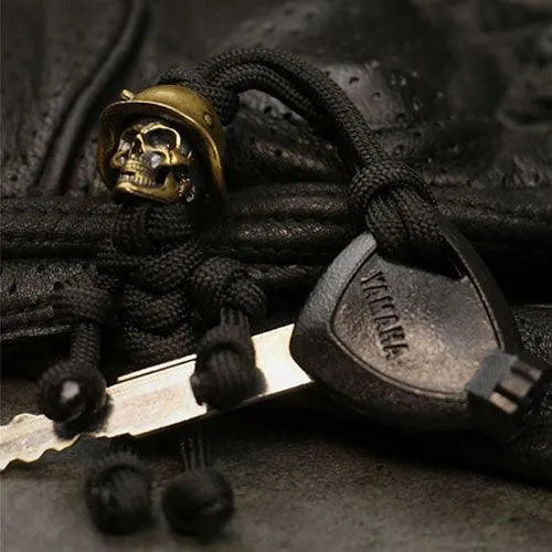 Vintage Skull Solider Braided Rope Keychain
