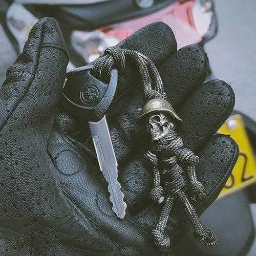 Vintage Skull Solider Braided Rope Keychain